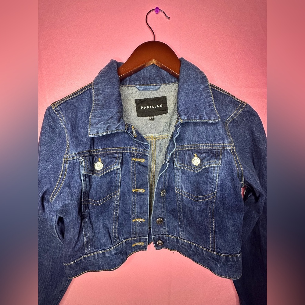 Parisian Cropped Dark Denim Jacket